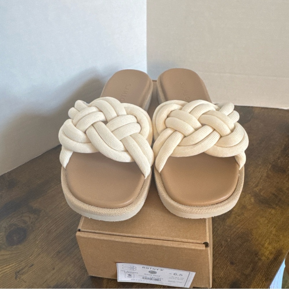 Rothy’s Women’s The Summer Sandal White Sand Bone Size 6.5 NEW 191-001